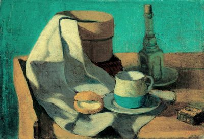 Still-life with Sieve, Bun and Mug by Janos Nagy Balogh